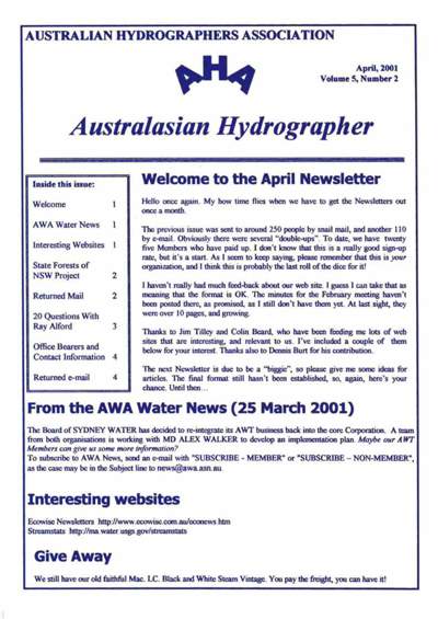 Australasian Hydrographer - 2001-04 Cover