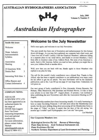 Australasian Hydrographer - 2001-07 Cover