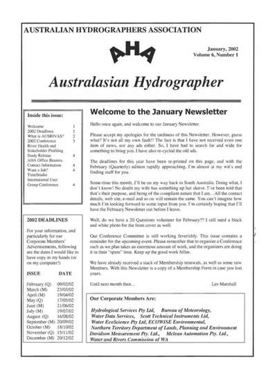 Australasian Hydrographer - 2002-01 Cover