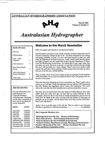 Australasian Hydrographer - 2002-03 Cover