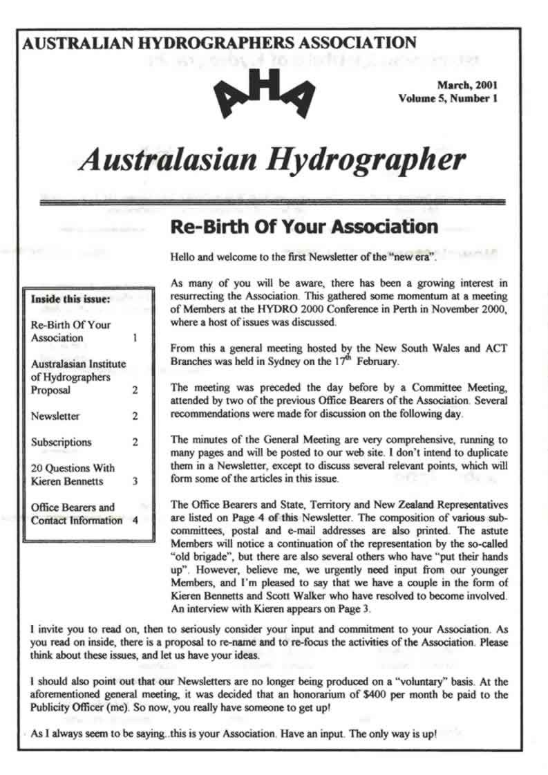 Australasian Hydrographer - 2001-03 Cover
