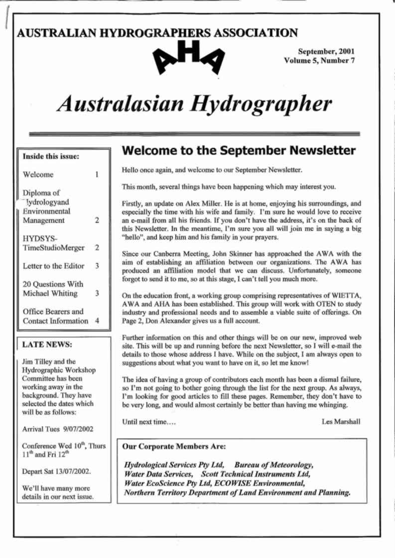 Australasian Hydrographer - 2001-09 Cover