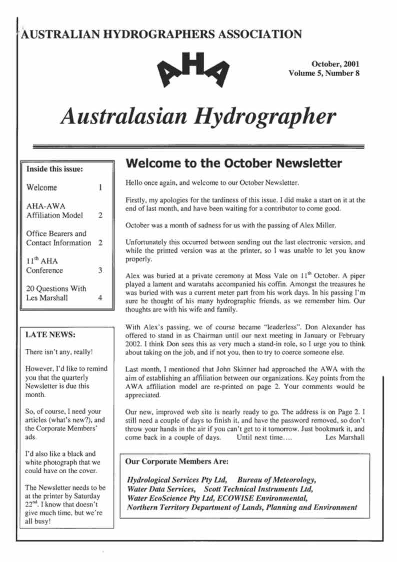 Australasian Hydrographer - 2001-10 Cover