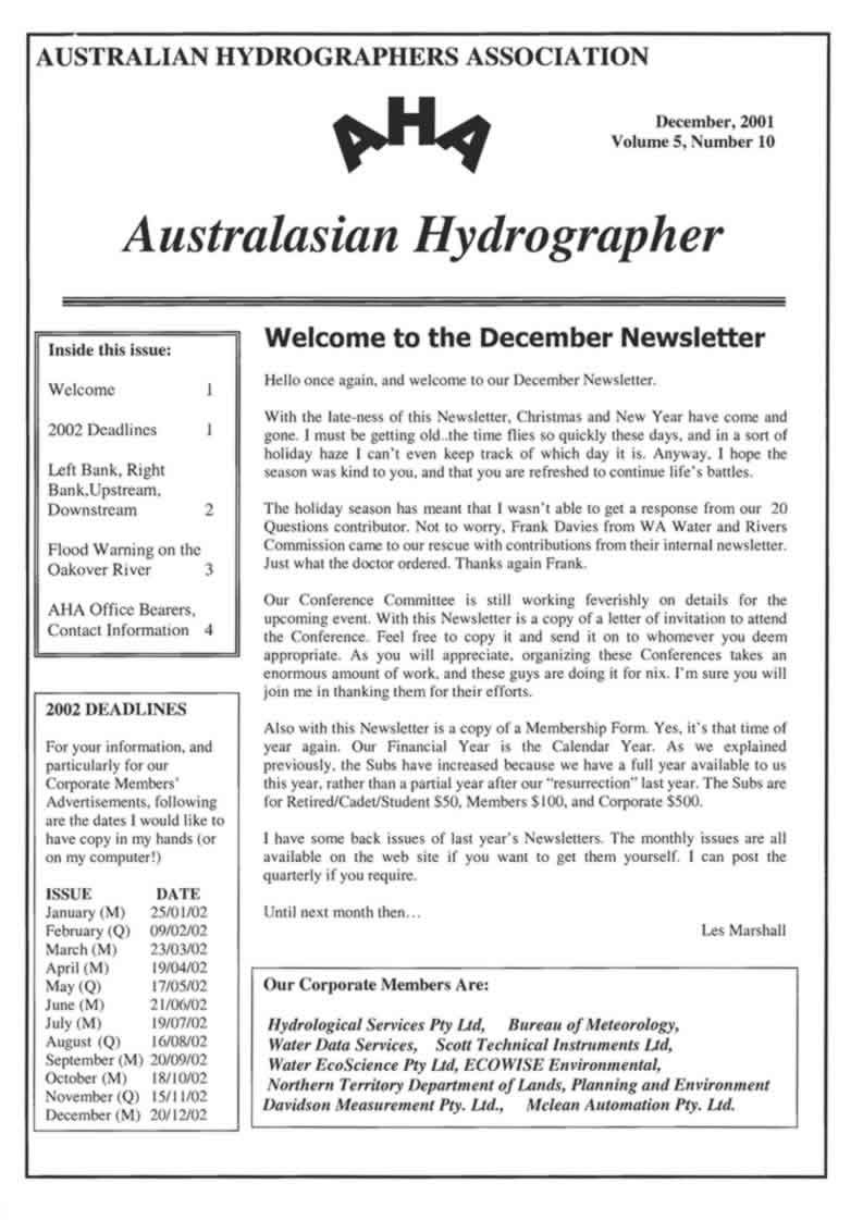 Australasian Hydrographer - 2001-12 Cover