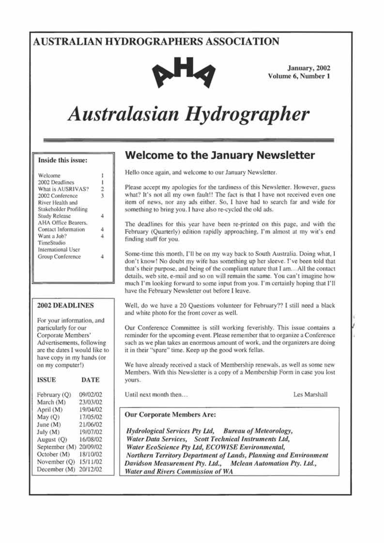 Australasian Hydrographer - 2002-01 Cover