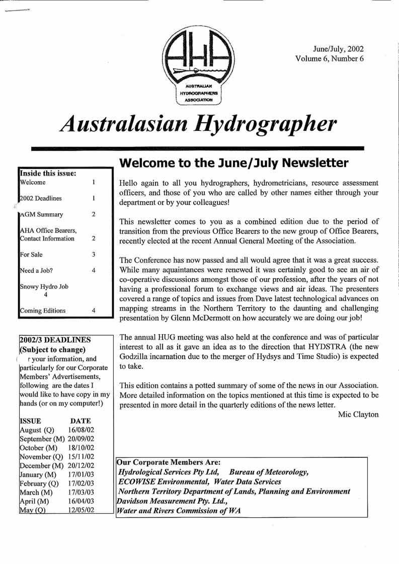 Australasian Hydrographer - 2002-06 Cover